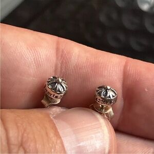 COPY - Chrome Hearts 2011 Sterling silver Cross Flower Dome Stud Post earrings …